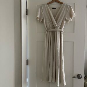 Cream Short Sleeve Dress